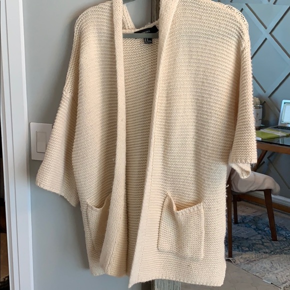 off white short sleeve cardigan